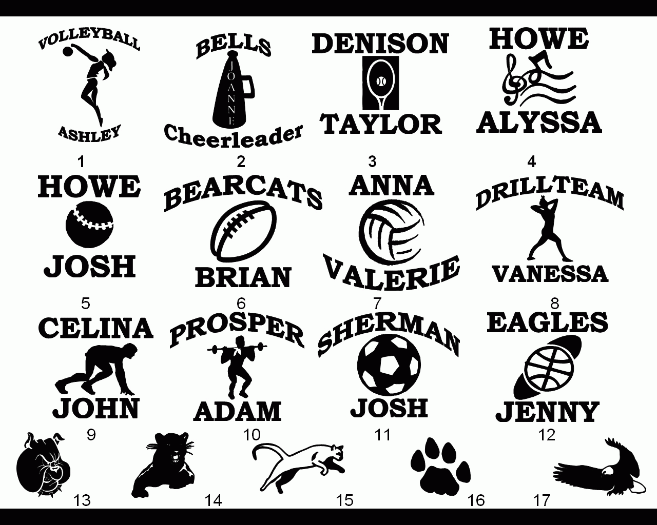 Booster Club Decals: custom team logos available as well